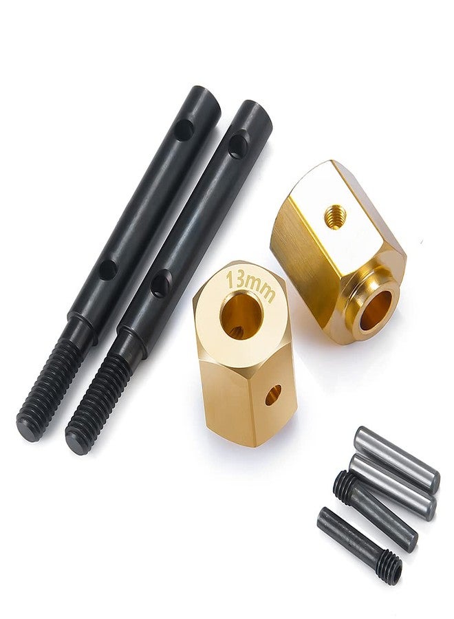 RCLIONS Brass Extended Wheel Hubs Hex +13mm with Steel Stub Axle for Axial SCX10 III AXI03007 AXI03027 AXI03006B Gladiator 1/10th RC Crawler Car Upgrades - Image 1
